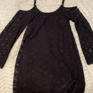Black lace off the shoulder dress
